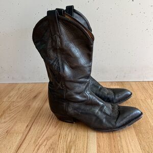 Tony Lama USA 6158 Western Cowboy Riding Biker Black Leather Boots Mens Sz 10 EE